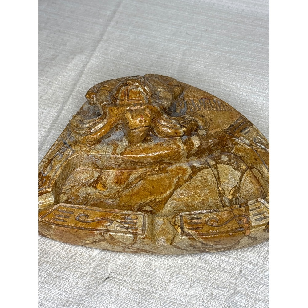 VTG SoapStone Turtle Sculpture Figurine ashtray trinket tray Carved‎ Art Decor